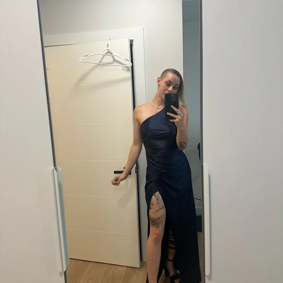 BHLDN One-Shoulder Navy Dress - Picture 3 of 3